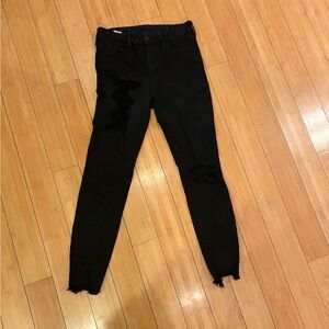 American eagle skinny black ripped jeans